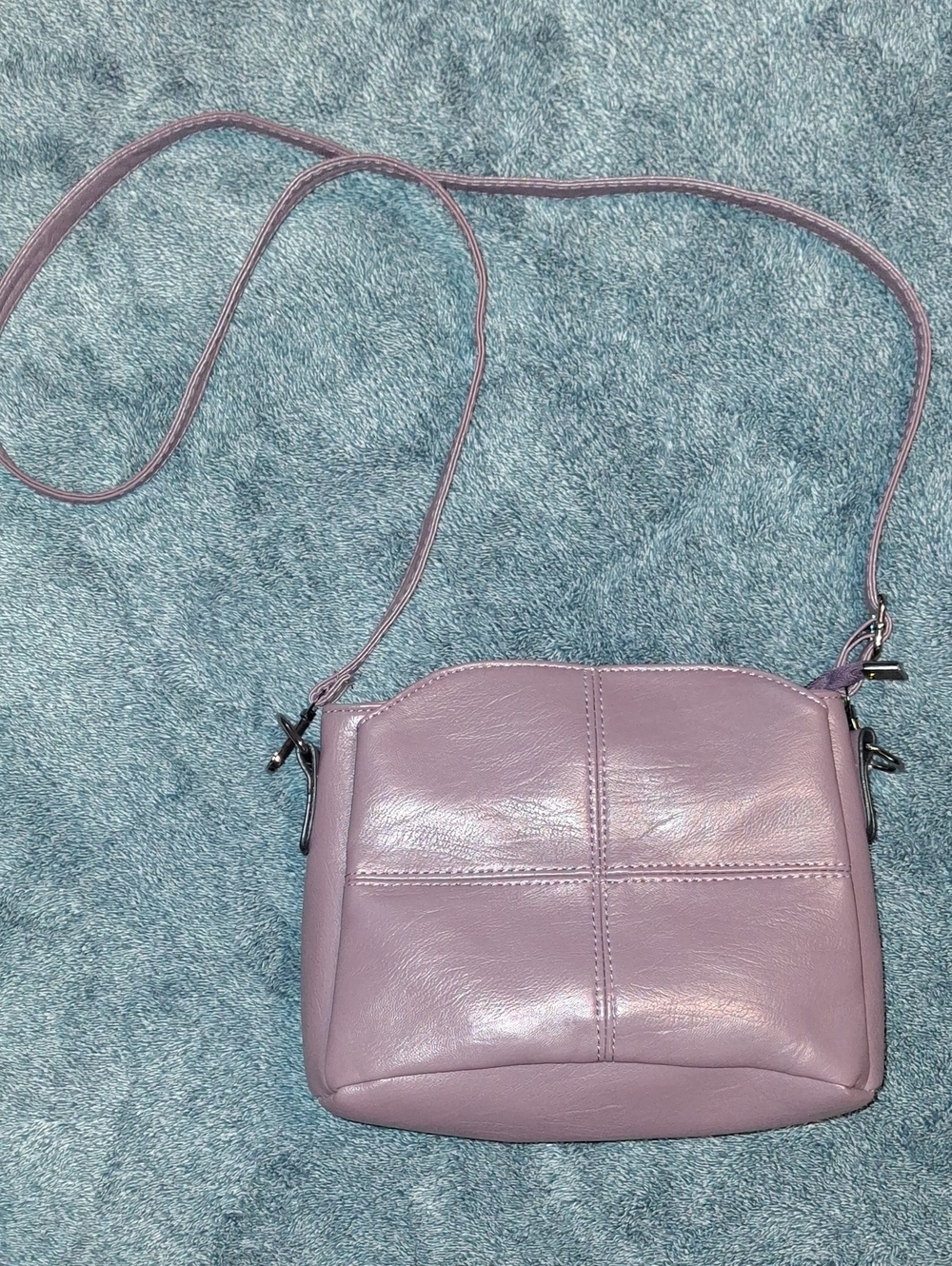 Lavender Leatherette Crossbody Bag with Adjustable Strap